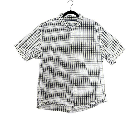 Jos A Bank 1905 Mens Tailored Fit Shirt XL Check Cotton Short Sleeve Blue Yellow - Picture 1 of 12